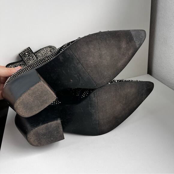 ISNOM Black Studded Rhinestone western Ankle Boots size 7 - Picture 11 of 13